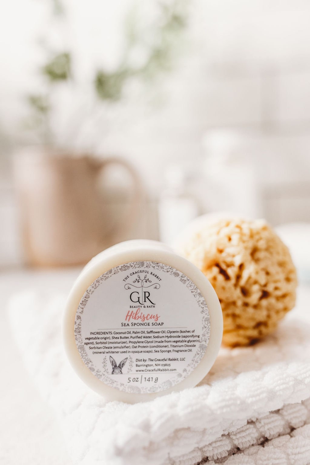 Hibiscus Wool Sea Sponge Soap