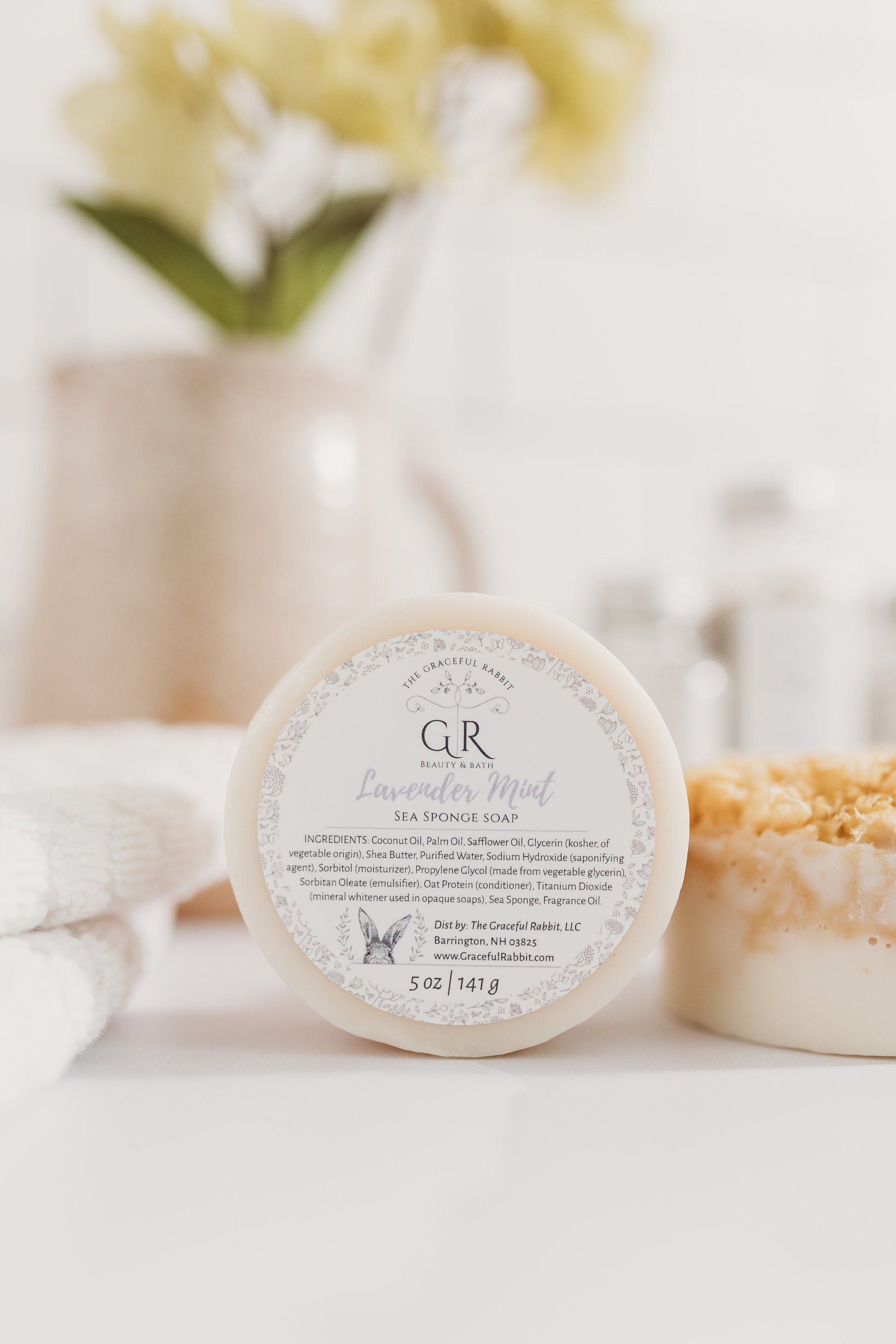 Lavender Mint Wool Sea Sponge Soap