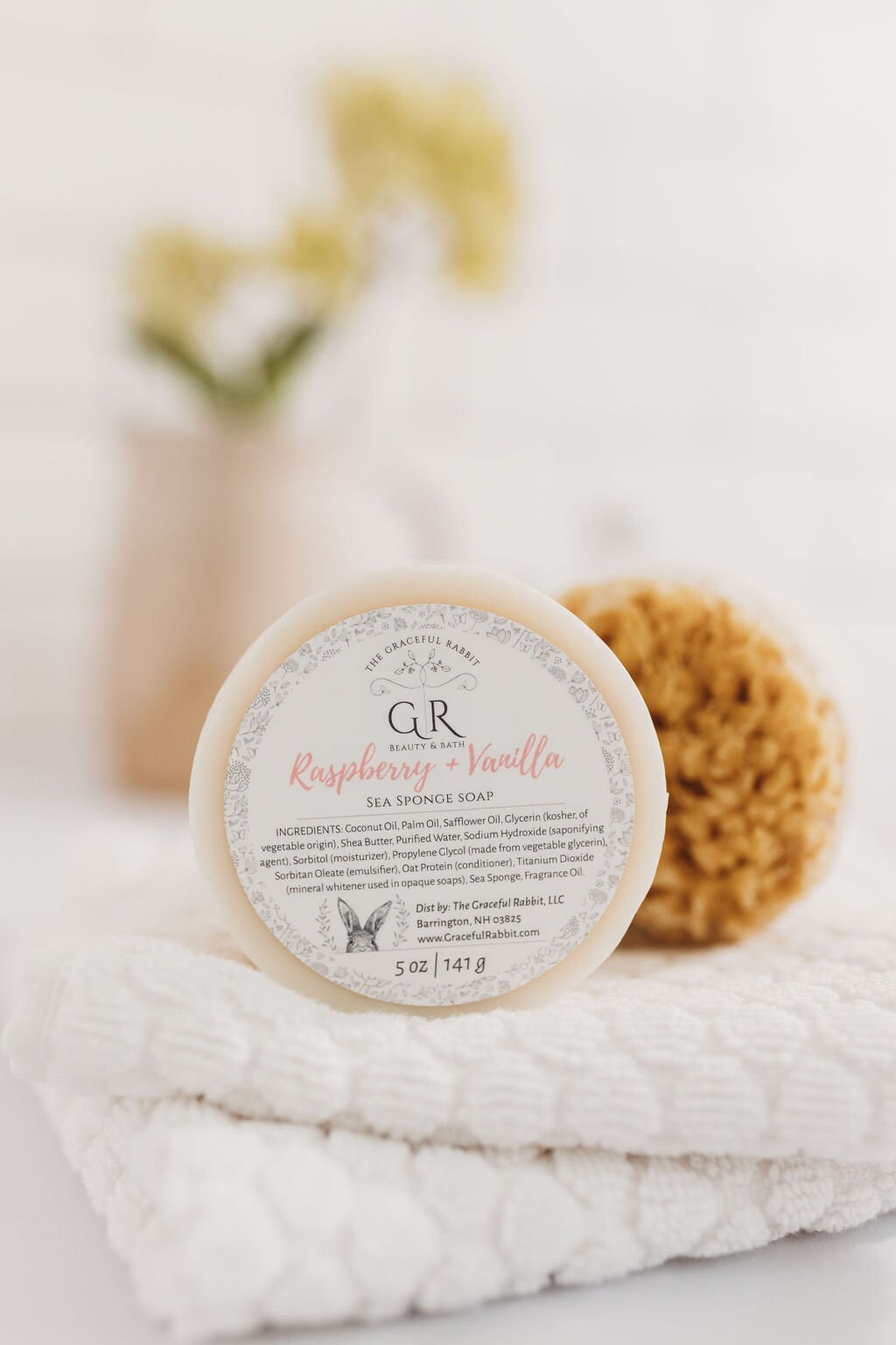 Raspberry Vanilla Wool Sea Sponge Soap