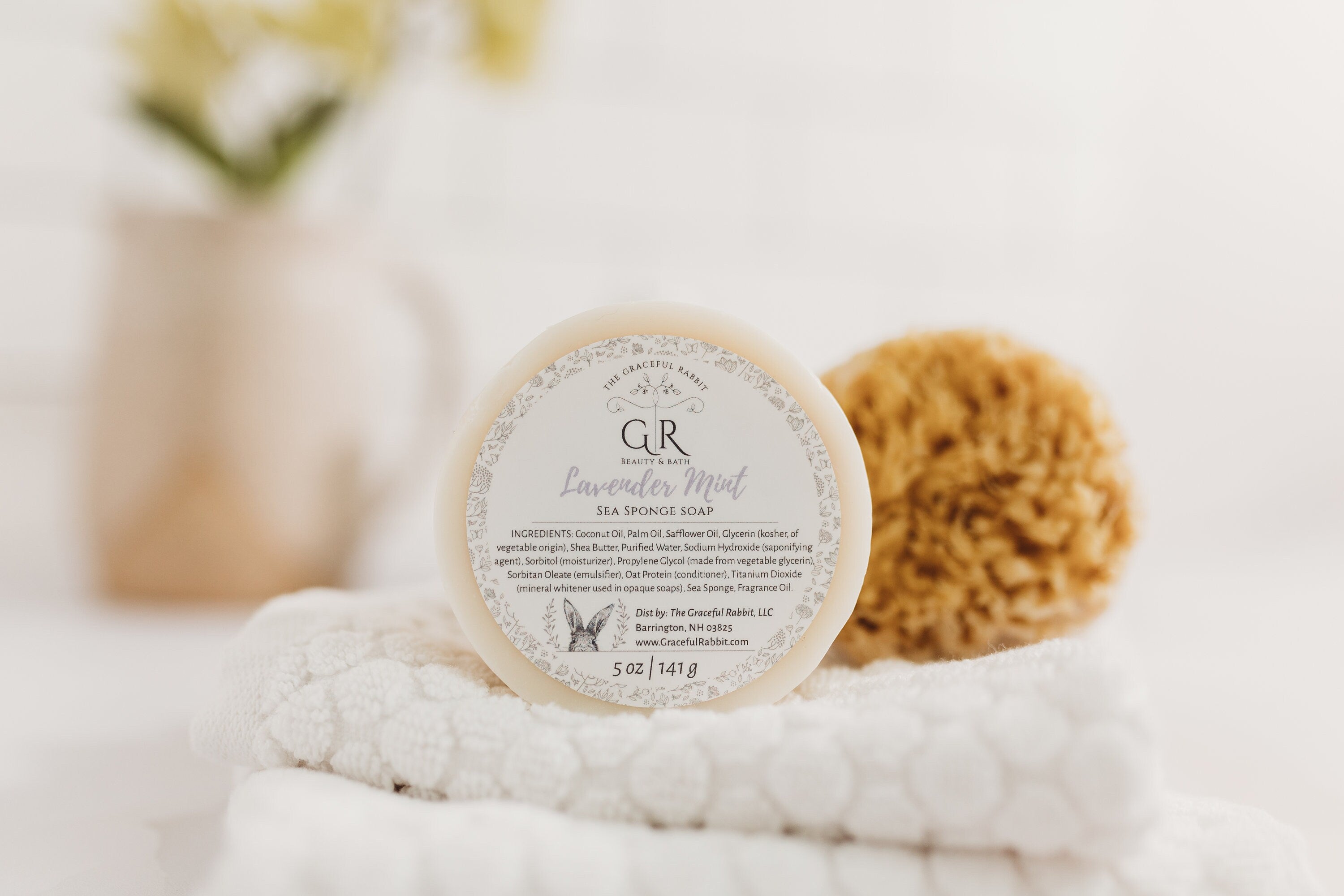 Lavender Mint Wool Sea Sponge Soap