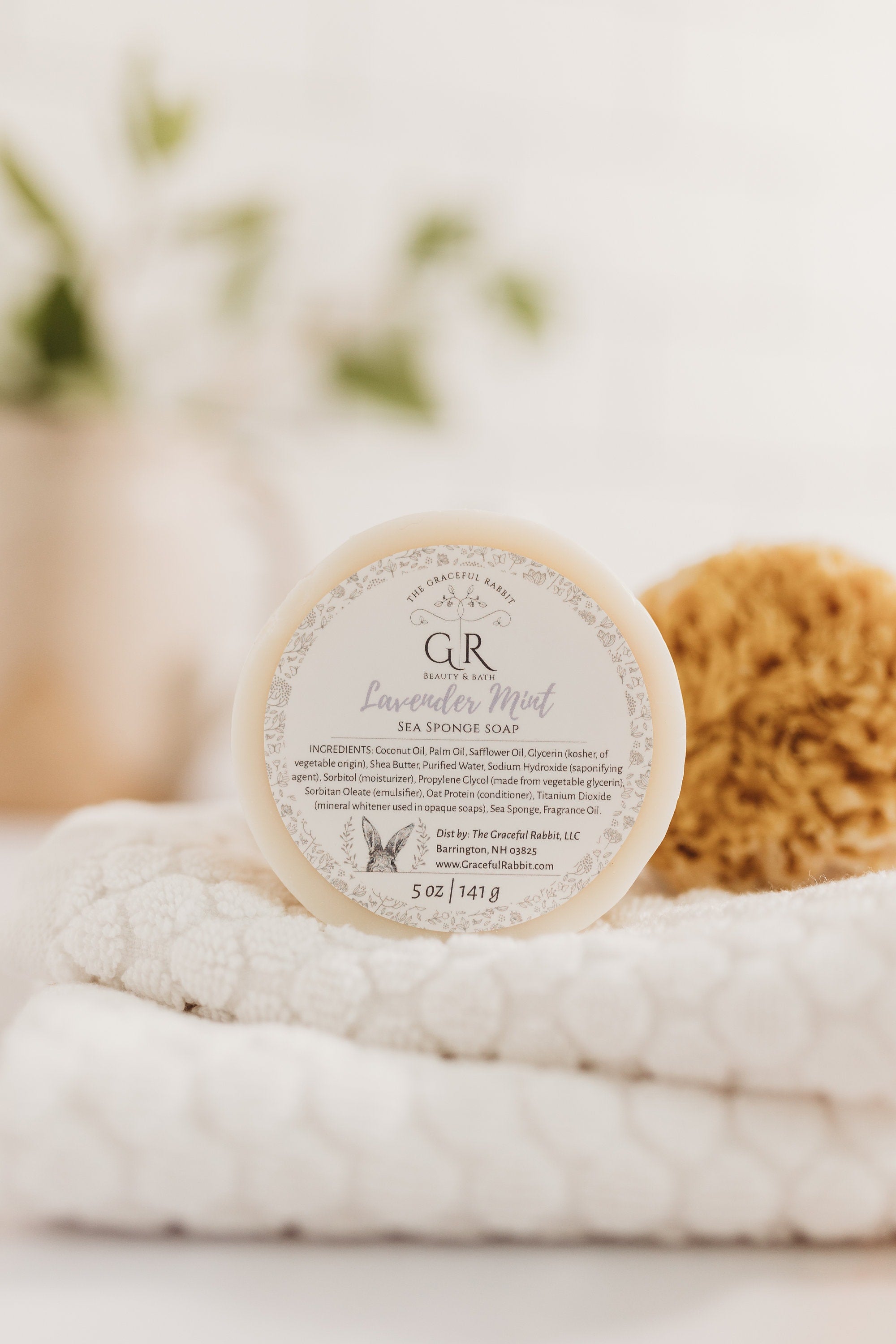 Lavender Mint Wool Sea Sponge Soap