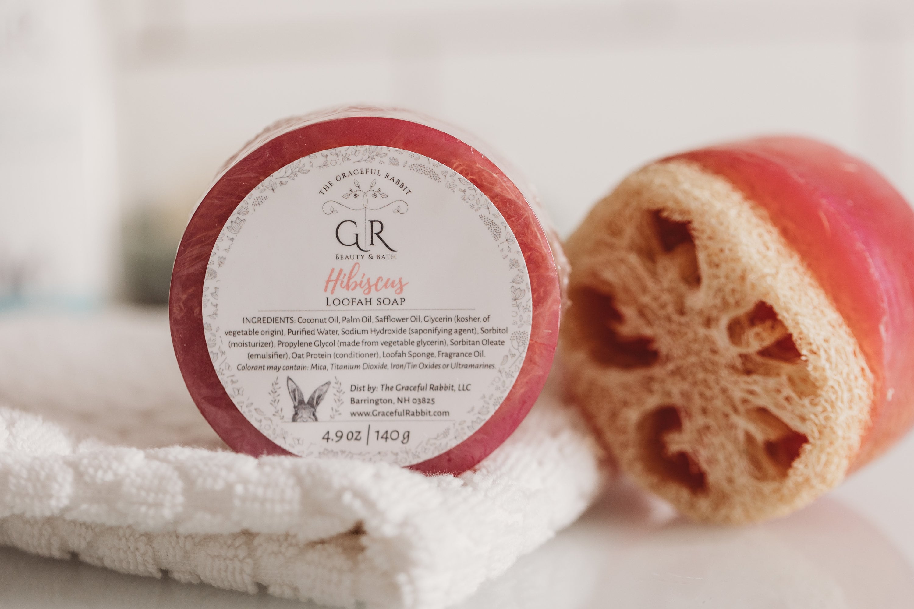 HIbiscus Loofah Sponge Soap